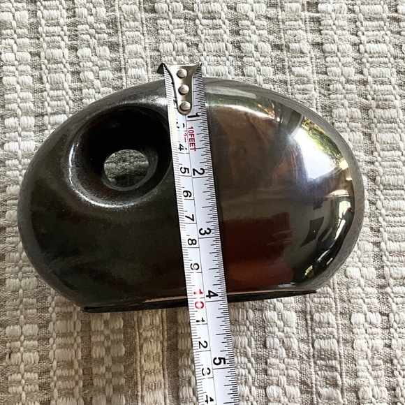 MCM Ceramic Art decoration Display round flat look through hole Iridescent Brown - Picture 6 of 7